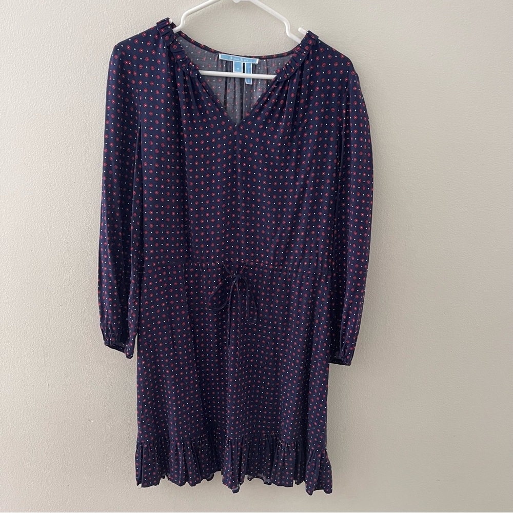 Draper James Navy and Red Long Sleeve Dress